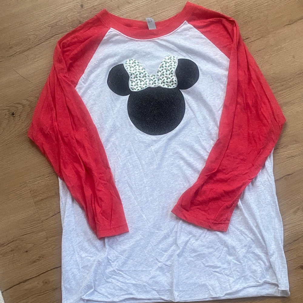 Red and Gray Christmas  Minnie T-Shirt